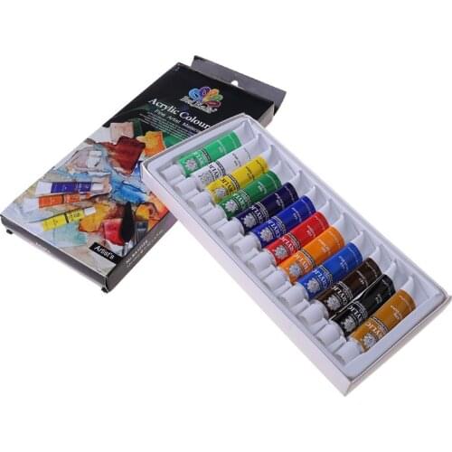 12 Colors 12ML Tube Acrylic Paint set Art Painting Drawing Tools For Kids DIY K3KB