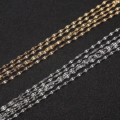 2 Meters Stainless Steel 0.4x1.8mm Flat Oval Lip-shape Water-wave Bulk Chain Fit DIY Bracelets Necklace Jewelry Making Findings