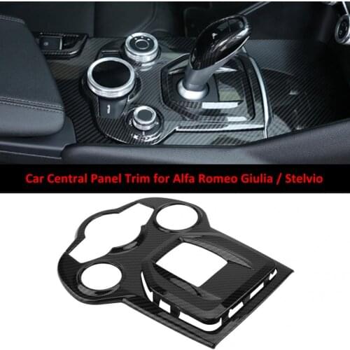 2pcs Carbon Fiber Car Interior Central Conole Control Panel Frame Cover Trim for Alfa Romeo Giulia 2016-2018/ Stelvio 2017-2018