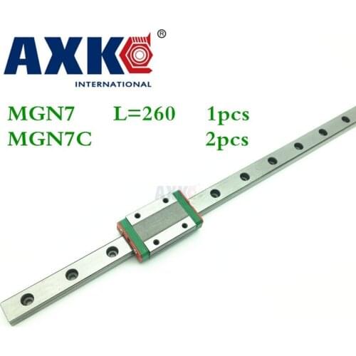 2019 Real Axk Linear Rail Cnc Router Parts 1pc 7mm Width Linear Guide Rail 260mm Mgn7 + 2pc Mgn Mgn7c Blocks Carriage For Cnc
