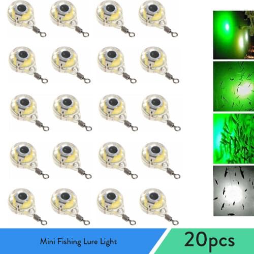 20x Fishing Lure Light LED Deep Drop Underwater IP68 Eye Shape Fishing Squid Fishing Bait Luminous Lure for Attracting Fish