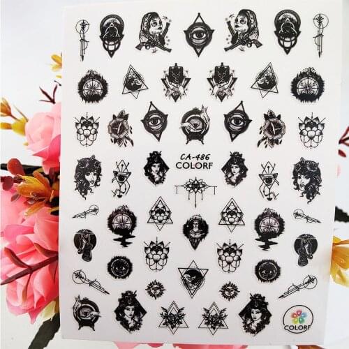 3D Nail Stickers Designer Triangle Eyes Lotus Compass Nail Supplies Manicure Art Decoraciones Foil Decals Accessories