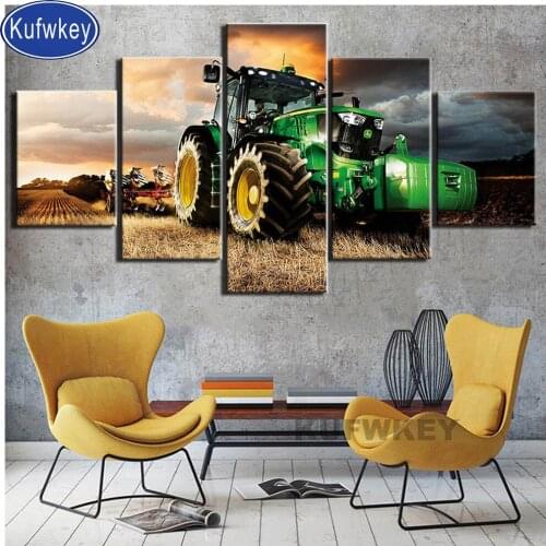5 pcs diamond painting tractor farm daimant painting full square round drill 5d diy diamond embroidery mosaic diamond home art