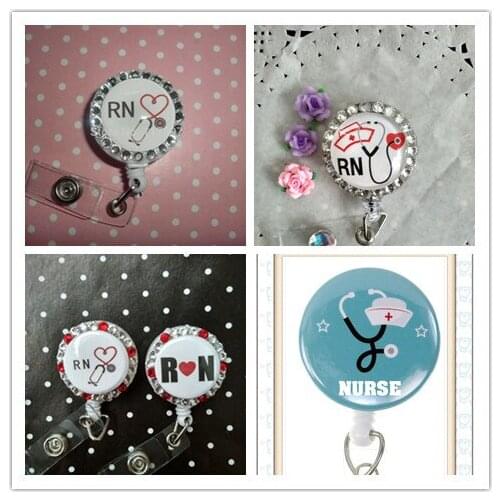 5 Designs RN Nurse ID Badge/holder Retractable Reel With metal clip 10pcs/lot