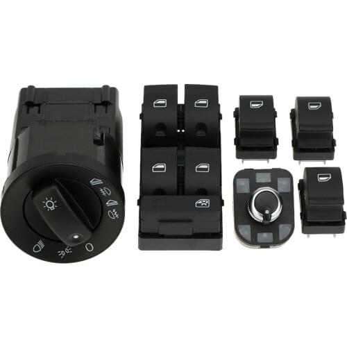 6pcs Car Headlight Control Electric Power Window Master Switch Rear View Mirror Switch Control Kit for Audi A4 B6 B7 2002-2008