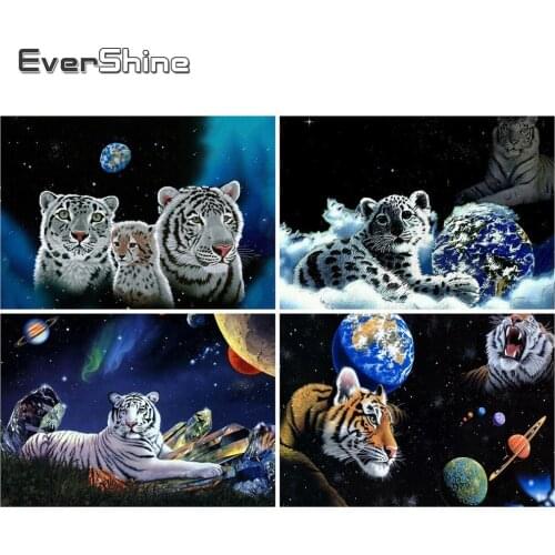 EverShine Diamond Mosaic Tiger Picture Rhinestones Diamond Painting Full Square Cartoon Cross Stitch Handmade Art Children Gifts