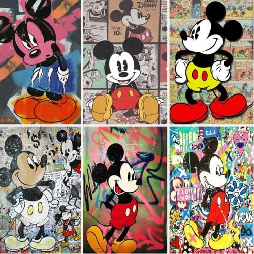 Disney 5D DIY Diamond Painting Cartoon Mickey Graffiti Series Cross Stitch Set Inlaid Diamond Mosaic Home Decoration Painting