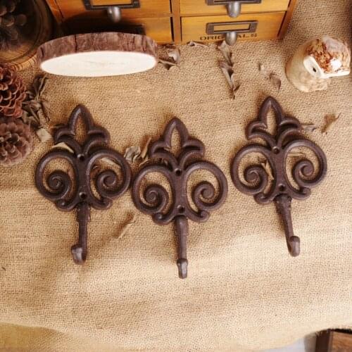 American rural cast iron wrought decoration Clothes hang bag flower hook key