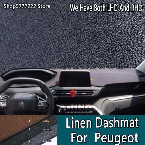 Car styling accessories Linen noslip dashmat dashboard cover for Peugeot 206 307 2008 208 301 308s 407 408 508 3008 5008 4008