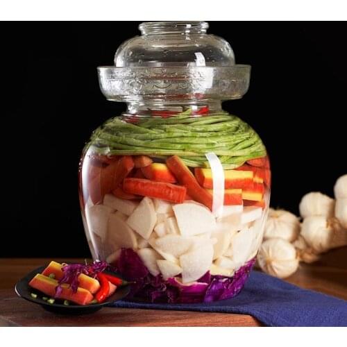 Thickened Glass Kimchi Jar Transparent Lead-free Pickle Jars Traditional Sealed Pickling Pickles Container Pickled Storage Tank