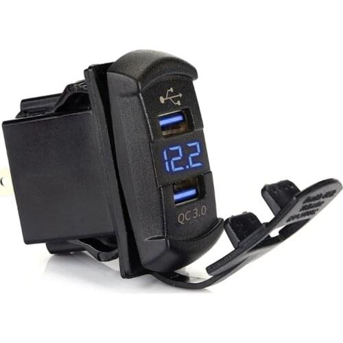 Quick Charge 3.0 Dual USB Rocker Switch QC 3.0 Fast Charger LED Voltmeter for Boats Car Motorcycle Smartphone Tablet