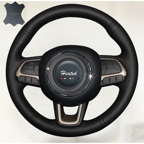 Genuine Leather Auto wheel steering cover for Jeep Compass 2017 Renegade 2016 2017 car styling braid on the steering wheel