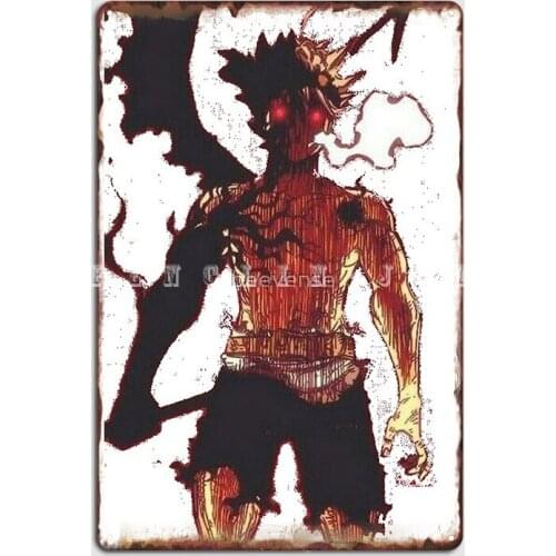 Black Clover Asta Demon Transformation Metal Sign Customize Living Room Club Party Plates Tin Sign Poster