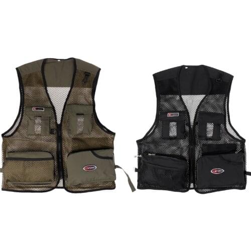 Breathable Quick-Dry Nylon Mesh Vest Summer Fly Fishing Hiking zipper Pockets Waistcoat Multi Pocket Fish Vest for Men Women