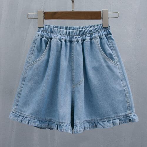 High Waist Denim Shorts Summer 2021 Plus Size Blue Casual Loose Harem Shorts Pants with Pocket Streetwear Jeans Shorts for Women