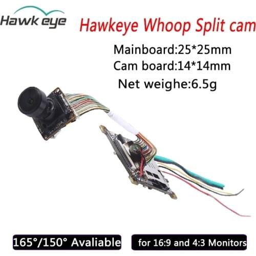 Hawkeye Firefly Whoop Split Cam 1200TVL Super High Quality TV Out HD Wide Angle Lens 150°/165° Avaliable for 16:9 4:3 Monitors