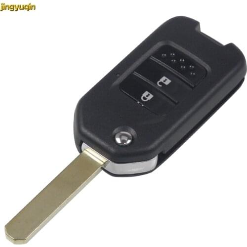 Jingyuqin 10pcs 2 Buttons Folding Flip Remote Key Shell for Honda Civic City Fit XRV Vezel Key Case Shell Car-styling