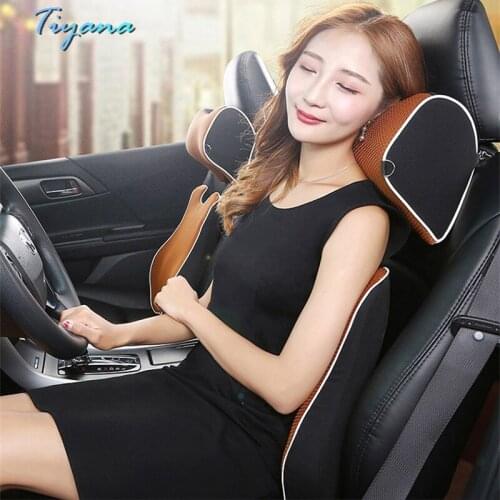 Car Ice Silk Headrest Lumbar Support Set Neck Guard Pillow Cushion Car Adjustable Backrest Memory Foam Interior Products 55