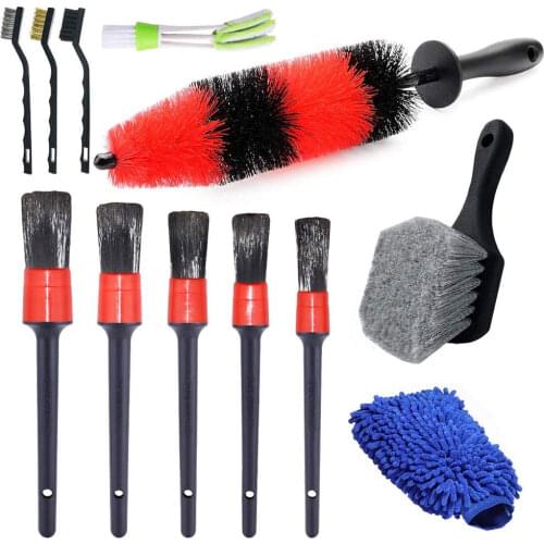 12PCS Car Wheel Brush Set Long Soft Wheel Cleaner Car Motorcycle Bicycle Tire Brush Washing Tool Clean Brush Set for Dashboard