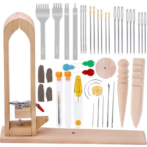 Nonvor Professional Leather Sewing Needles Punch DIY Hand Stitching Pony Table Lacing Desktop Pony Horse Clamp Leather Tool Kits
