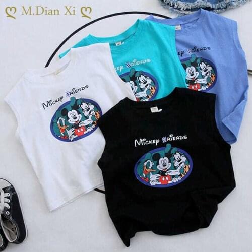 2021 Summer New Boys' Clothing Childrens Cotton Cartoon Mickey Vest Boys Western Style New Vest Western Style T-shirt