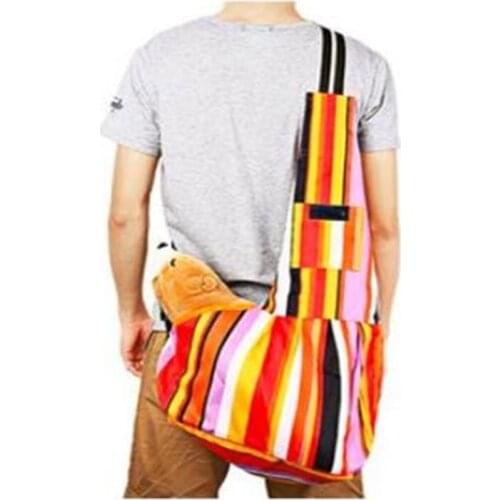 Drop Ship Striped Pet Carriers Outdoor Supplies Soft Travel Bag Dog Handled Portable Breathable Front Chest Single Shoulder Bags
