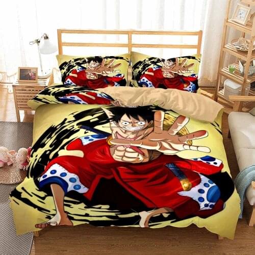 2/3 Pieces Japan Anime Bedding Set 3D Print One Piece Luffy Duvet Cover Single Double King Bed Cover Set Home Bed Quilt Cover