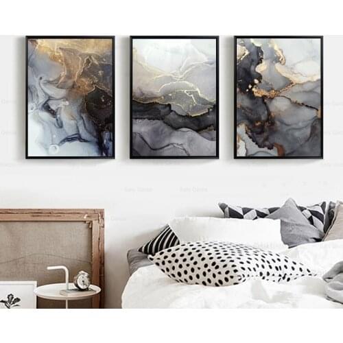 Black Gold Simple Marble Poster Canvas Painting Picture Print Personalized Art Wallpaper Decoration Living Room Home Bedroom