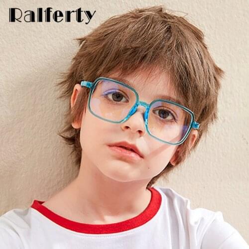 Ralferty Trend TR90 Square Glasses Kids Child Girl Boy Online Class Anti Blue Light Glasses Prescription Myopia Eyeglass Frames