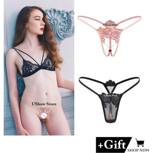 Sexy Erotic Panties Women Bikini Pendant Panties Sexy Briefs Crotchless Thong for Sex Temptation Underwear Valentines Gift New