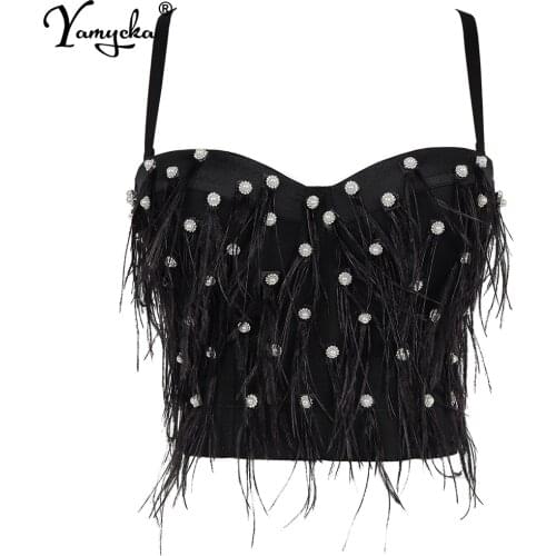 Sexy White Rhinestone corset crop top women summer halter bustier Party y2k tank top Push Up bra clubwear Cropped womens tops