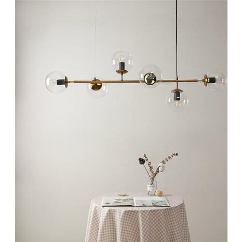 Modern Chandelier Glass Ball Chandeliers Nordic Transverse Chandelier Lighting Living Room Decoration Restaurant Light Fixtures