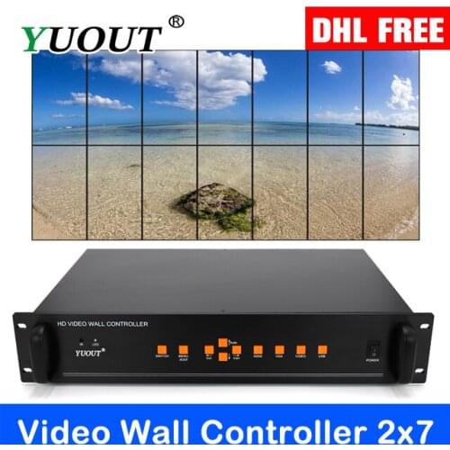 YD-VD14 HDMI Video Wall Controller 2x7 14Channel HDMI/VGA/AV Video Processor2x2/2x3/2x4/3x3/3x3/3x4/2x7images Splicing Processor