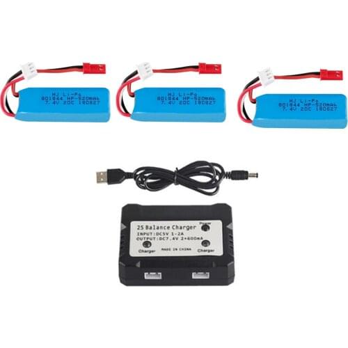 7.4V Battery and balance charger for WLtoys K969 K989 K999 P929 P939 A202 A212 A222 A232 A242 A252 XKA600 RC toys 7.4 V 520 mah