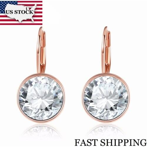 US STOCK Uloveido Stud Earrings for Women Fashion Earring Woman Rose Gold Color Wedding Earings Fashion Jewelry Decorating E748