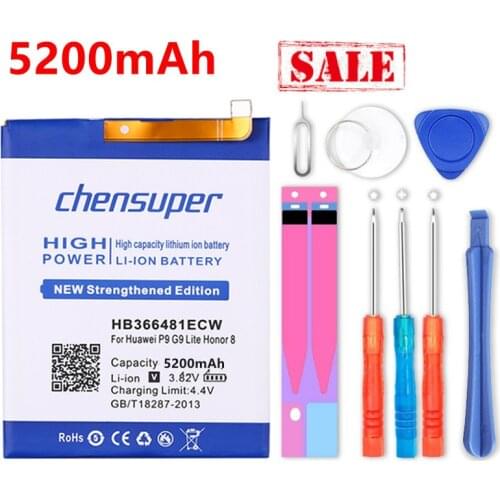 100% Original chensuper 4800mAh HB366481ECW for Huawei P9 Battery EVA-AL00 EVA-AL10 EVA-TL00 G9 Lite Honor 8 for Huawei 5c Phone