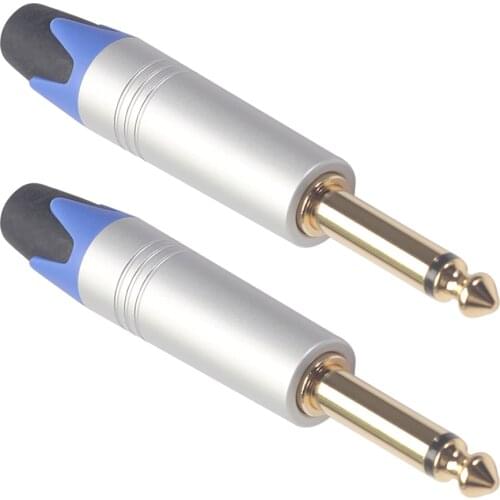 2PCS 1/4'' Male Mono Audio Jack Plug Lead Microphone Guitar Connector Accessory