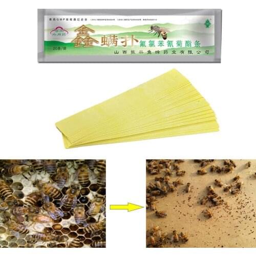 20Pcs/Bag Beekeeping Fluvalinate Mite Killer Tool Set Strip Pest Control Varroa Pack K4D4