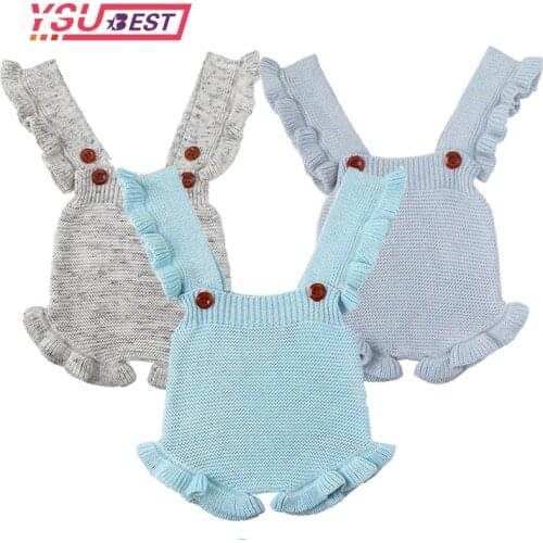 2020 Newborn Baby Girl Knitted Clothes Baby Girls Rompers Jumpsuit Autumn Baby Girls Rompers Cotton Infant Baby Girl Romper