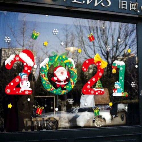 2021 Sticker Decoration Glass Window Kids Room Christmas Wall Stickers Home Decals Decoration New Year 2020