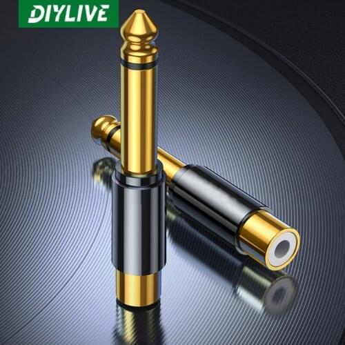 4PCS 6.5 turn lotus head 6.35mm revolution RCA lotus mother plug converter guitar amplifier audio microphone AV adapter