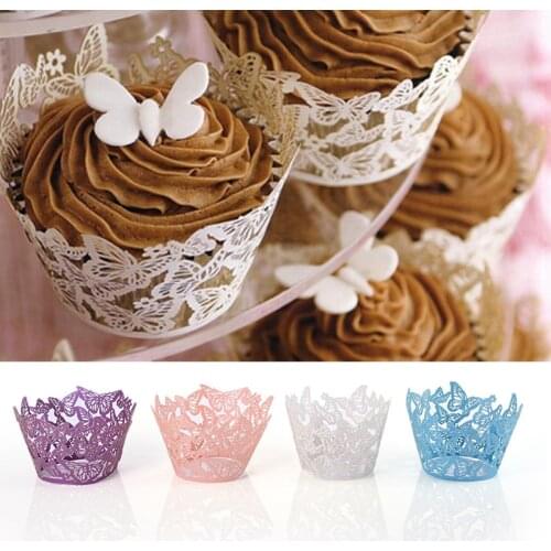 50Pcs/lot Little Vine Lace Laser Cut Cupcake Paper Wrappers Wedding Baking Cup Cake Liners Round DIY Baking Fondant Muffin Molds
