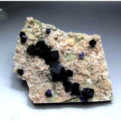 886g Purple Fluorite Cluster w/ Calcite on Matrix - crystals and stones healing Mineral specimen Home Decor feng shui decoration