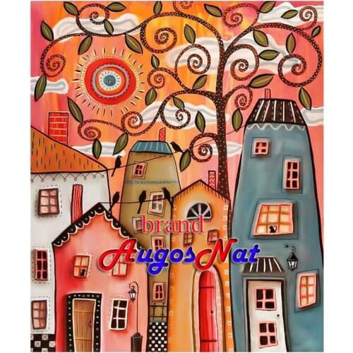 Abstract diamond painting cartoon hous rhinestone embroidery sticker mosaic art decor diamond dots poster wall paper diy craft