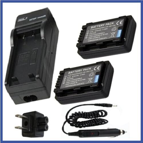 Battery (2-Pack) + Charger for Panasonic HC-V130EG-K, HC-V130EB-K, HC-V110, HC-V110EG-K, HC-V110EB-K Full HD Camcorder
