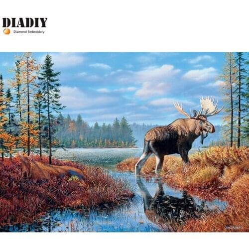 Full round drill 5D DIY Diamond embroidery Moose Marsh Diamond Painting Cross Stitch Rhinestone Mosaic decoration