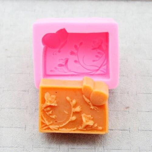 Butterfly Flower Rectangle Soap Silicone Mold Handmake Soap Making Mould DIY Fondant Cake Baking Molds Soap Crafts