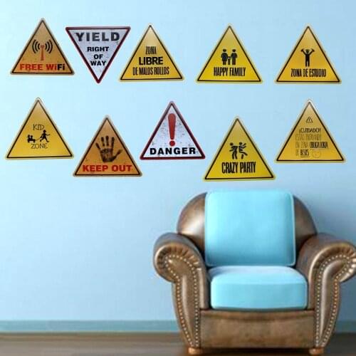 Free Wifi Danger Metal Irregular Signs Vintage Advertising Board Wall Pub Coffee Home Art Decor 34X30CM U-5