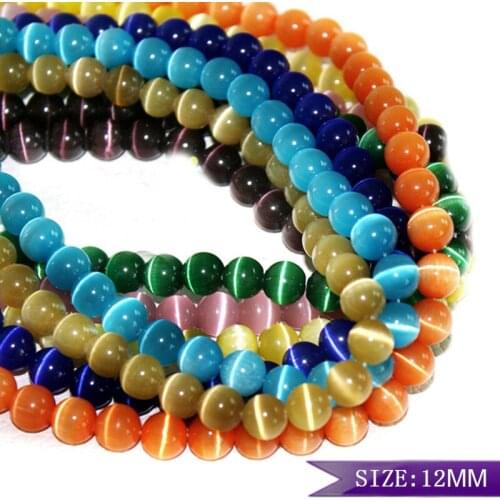Top quality Natural Stone Chatoyant Cats eye Stone beads Round Loose bead Opals glass ball 12MM 20PCS Jewelry bracelet Making