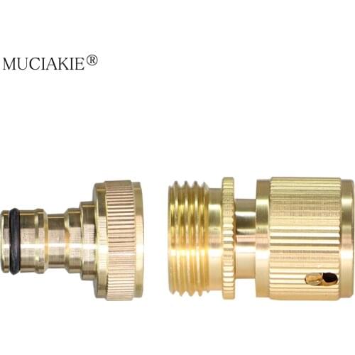 GHT Gardening Hose Quick Connector Solid Brass 3/4" Thread Standard Adapter No-Leak Watering Tubing Fitings Male and Female